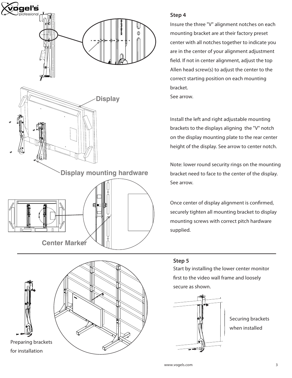 Display mounting hardware display center marker | Vogels PFF 7810 User Manual | Page 3 / 5