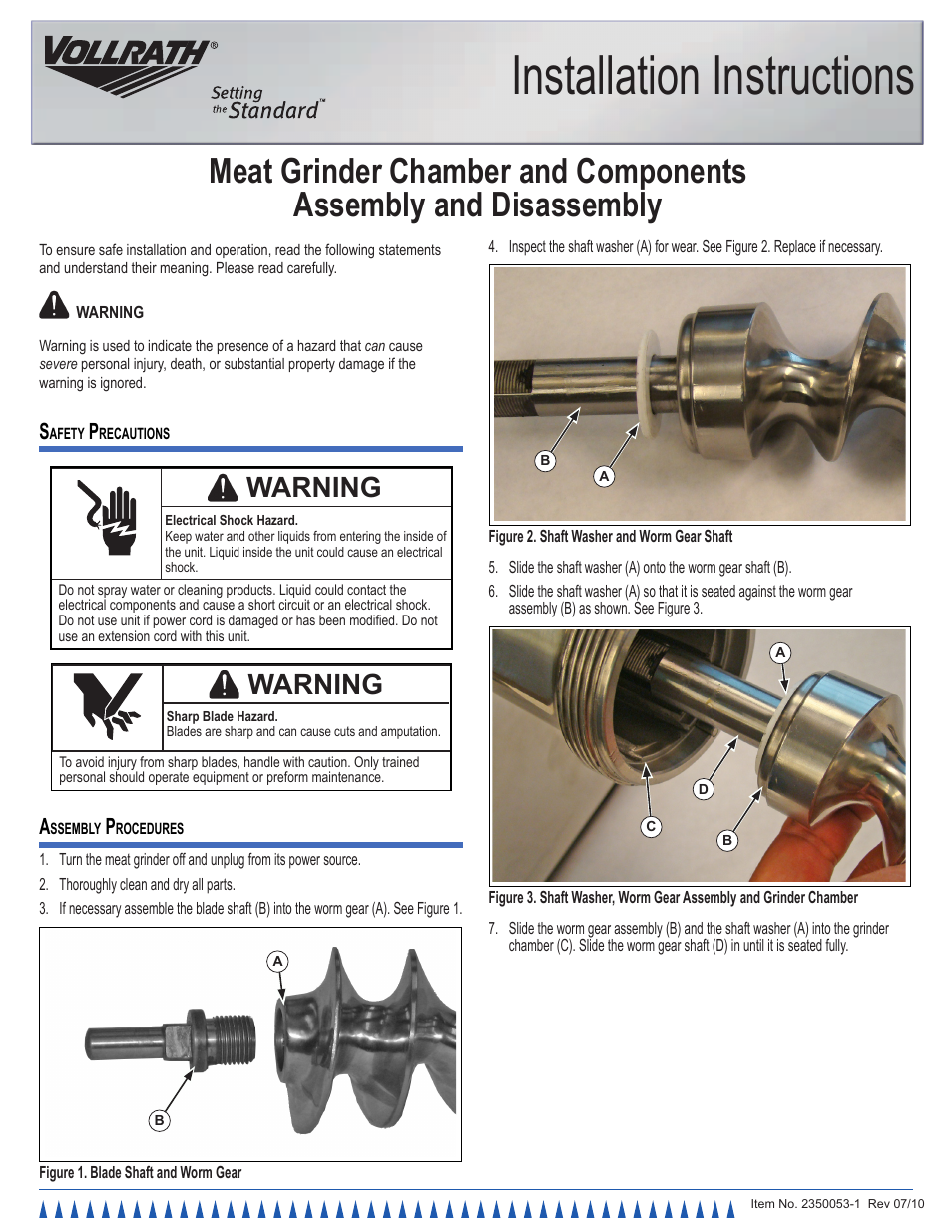 Vollrath MIN0022 Installation Instructions User Manual | 2 pages
