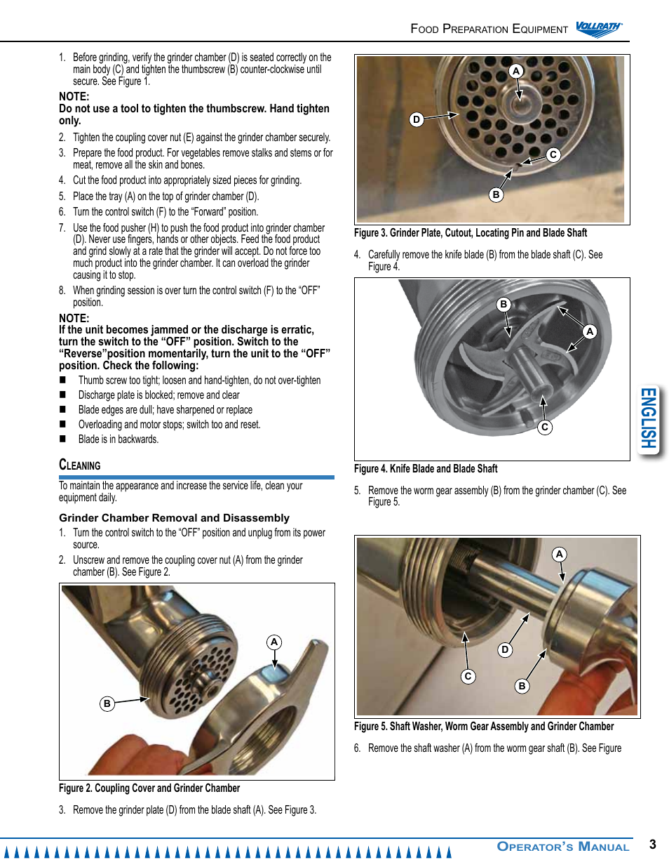 English | Vollrath MIN0022 Operator Manual User Manual | Page 3 / 12