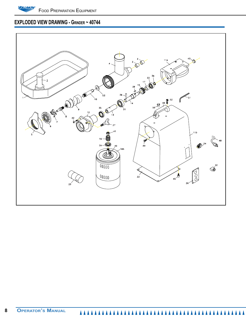Exploded view drawing - g | Vollrath MIN0022 Operator Manual User Manual | Page 8 / 12