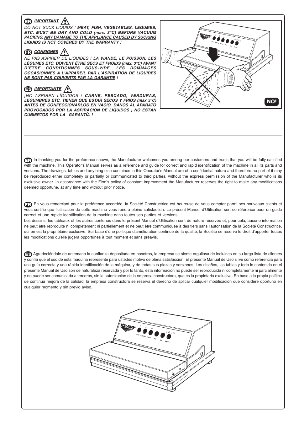 Vollrath JUNIOR Out-of-Chamber Vacuum Pack Machine User Manual | Page 3 / 34