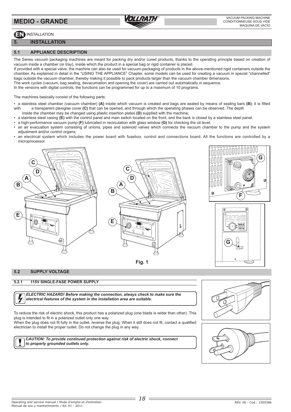 Medio - grande, Ed a | Vollrath GRANDE In-Chamber Vacuum Pack Machines User Manual | Page 18 / 48