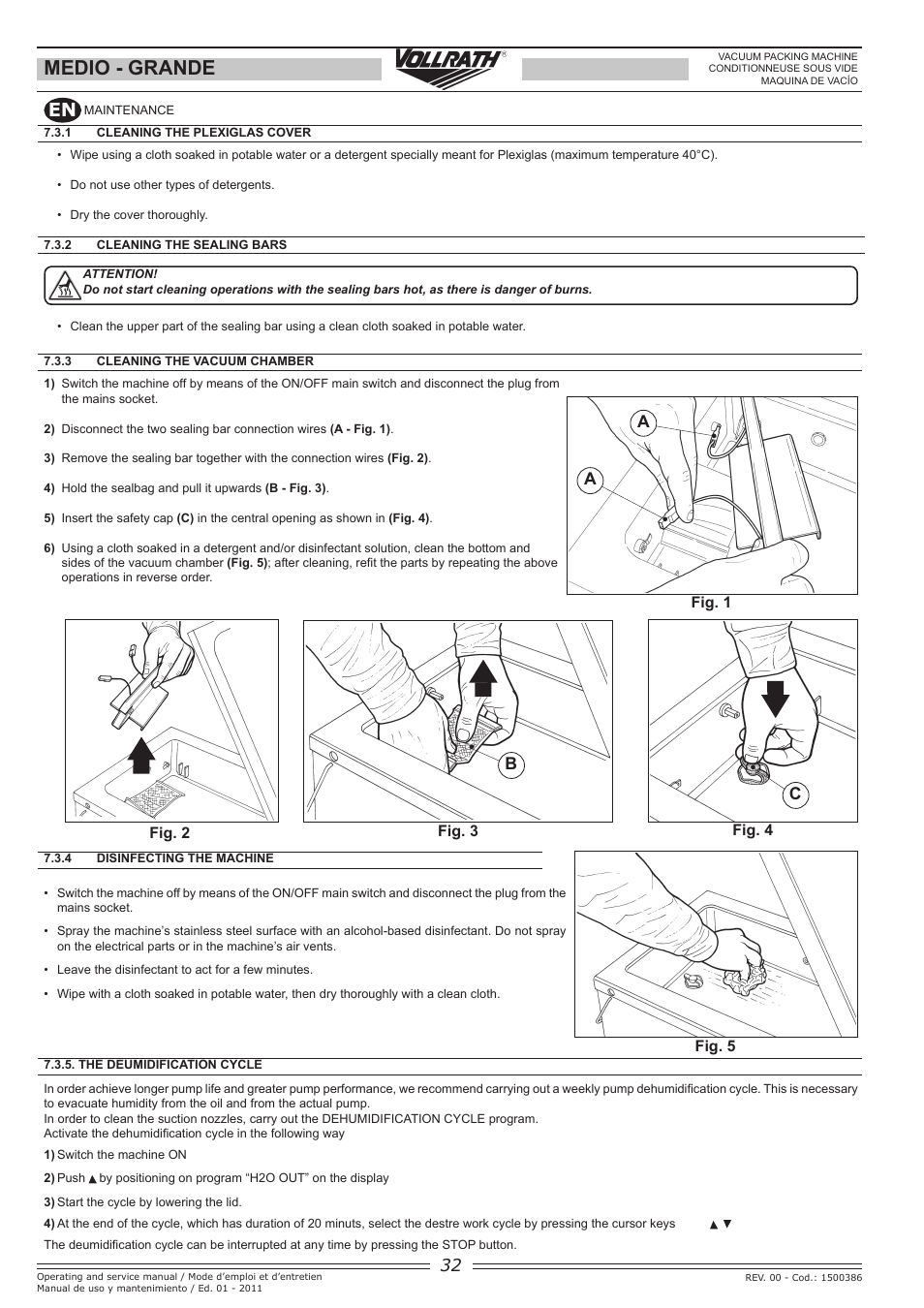 Medio - grande | Vollrath GRANDE In-Chamber Vacuum Pack Machines User Manual | Page 32 / 48