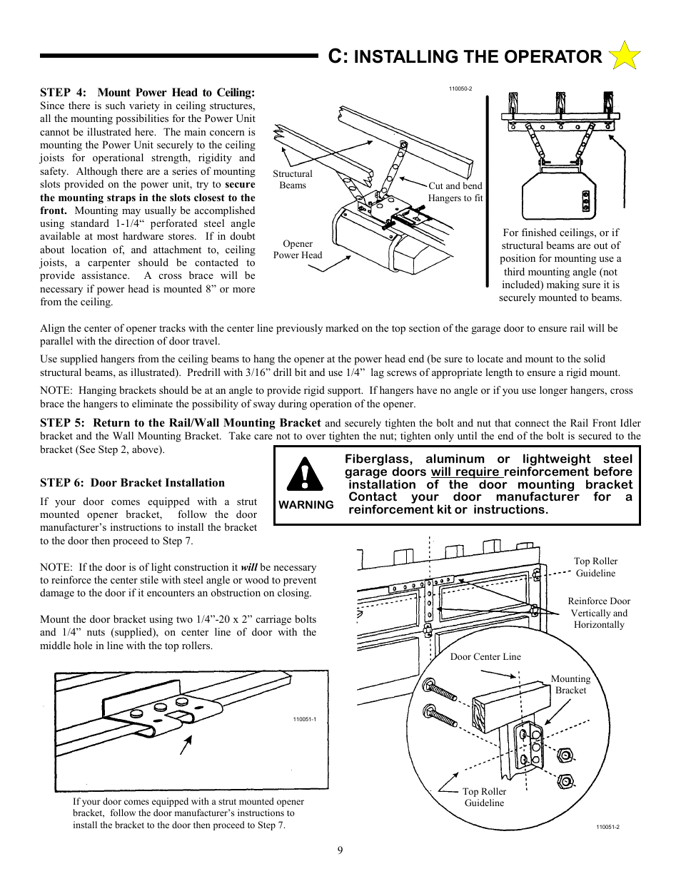 Installing the operator | Allstar Products Group LT 50 User Manual | Page 9 / 24