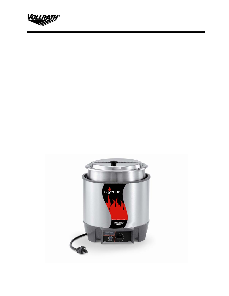 Vollrath Cayenne Round Heat 'N Serve Rethermalizer User Manual | 5 pages