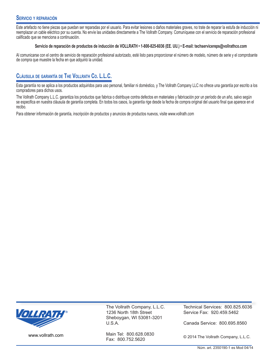 L.l.c | Vollrath Mirage Induction Rethermalizers 7 Qt User Manual | Page 12 / 18