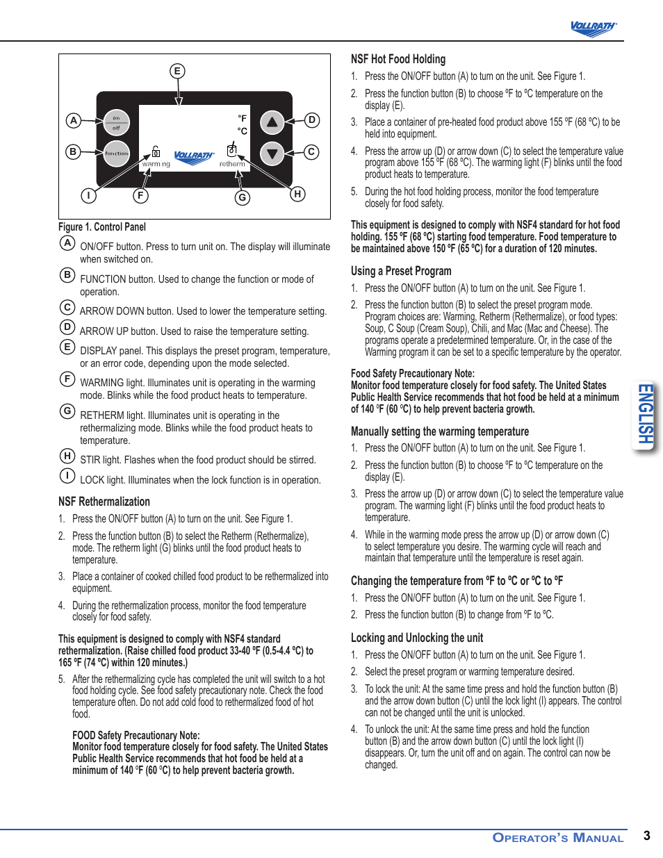 English | Vollrath Mirage Induction Rethermalizers 7 Qt User Manual | Page 3 / 18
