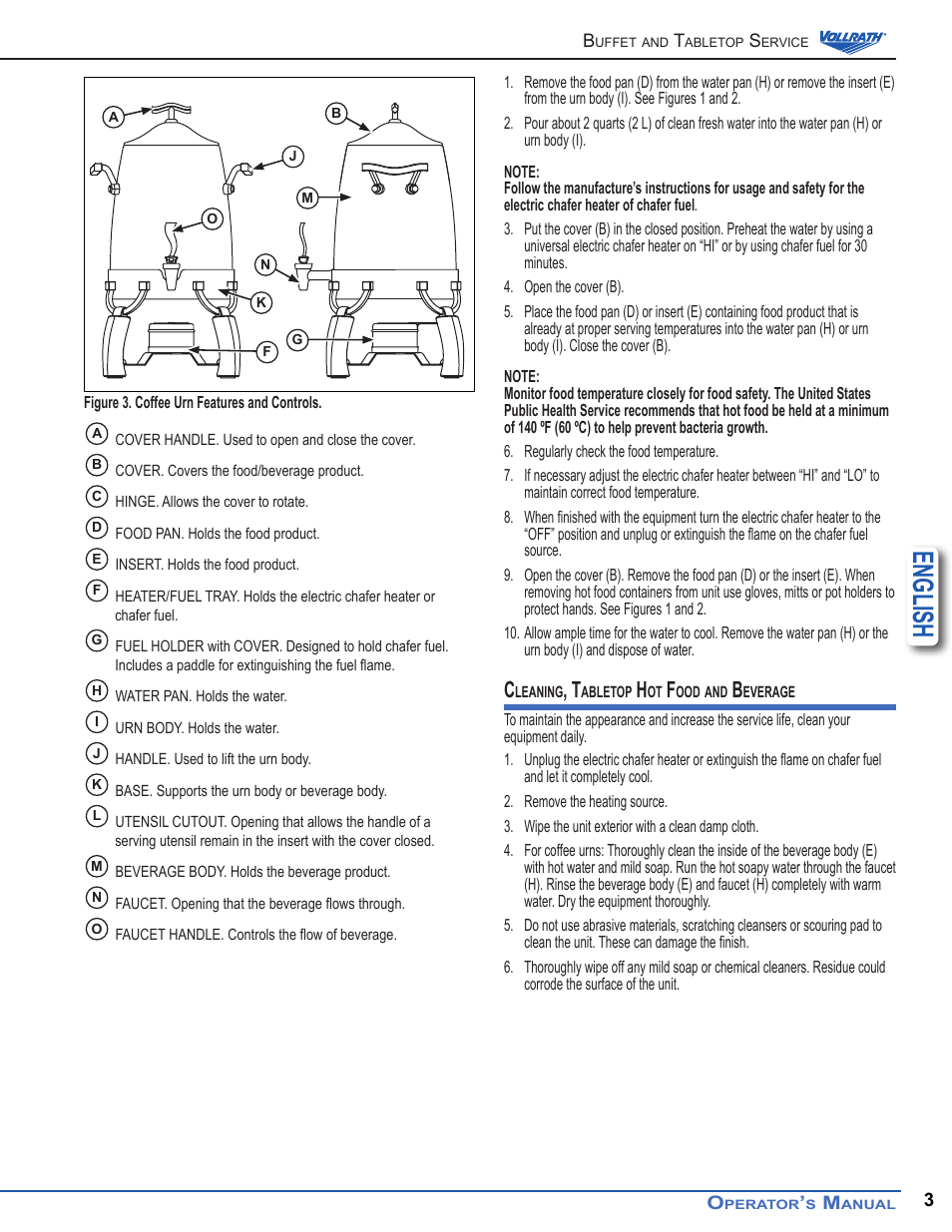 English | Vollrath Somerville Buffet Service User Manual | Page 3 / 16