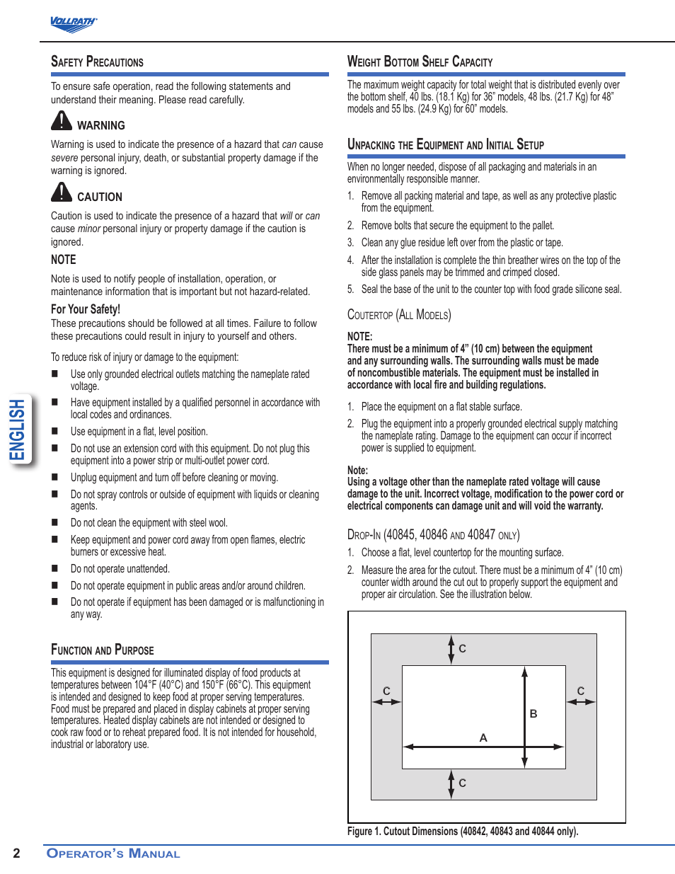 English | Vollrath Heated Curved Countertop Self-Serve Display Cases User Manual | Page 2 / 6