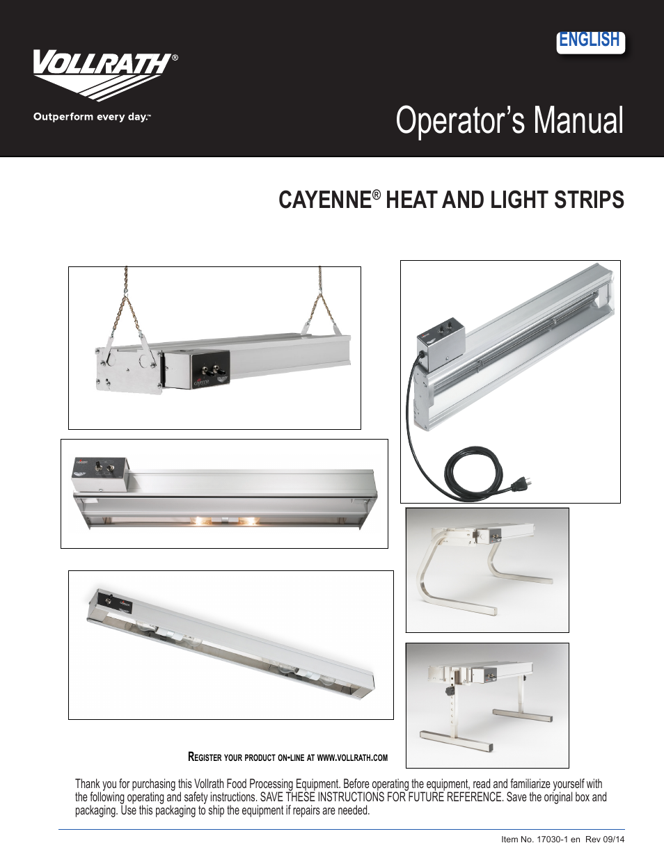 Vollrath Cayenne Heat Strips, Cord and Plug User Manual | 12 pages