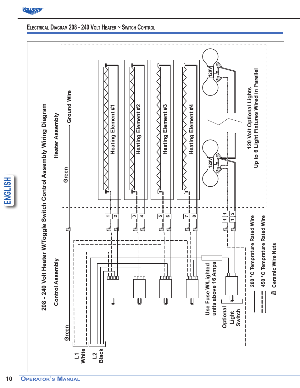 English | Vollrath Cayenne Heat Strips, Cord and Plug User Manual | Page 10 / 12