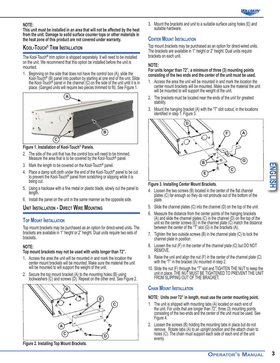 English | Vollrath Cayenne Heat Strips, Cord and Plug User Manual | Page 3 / 12