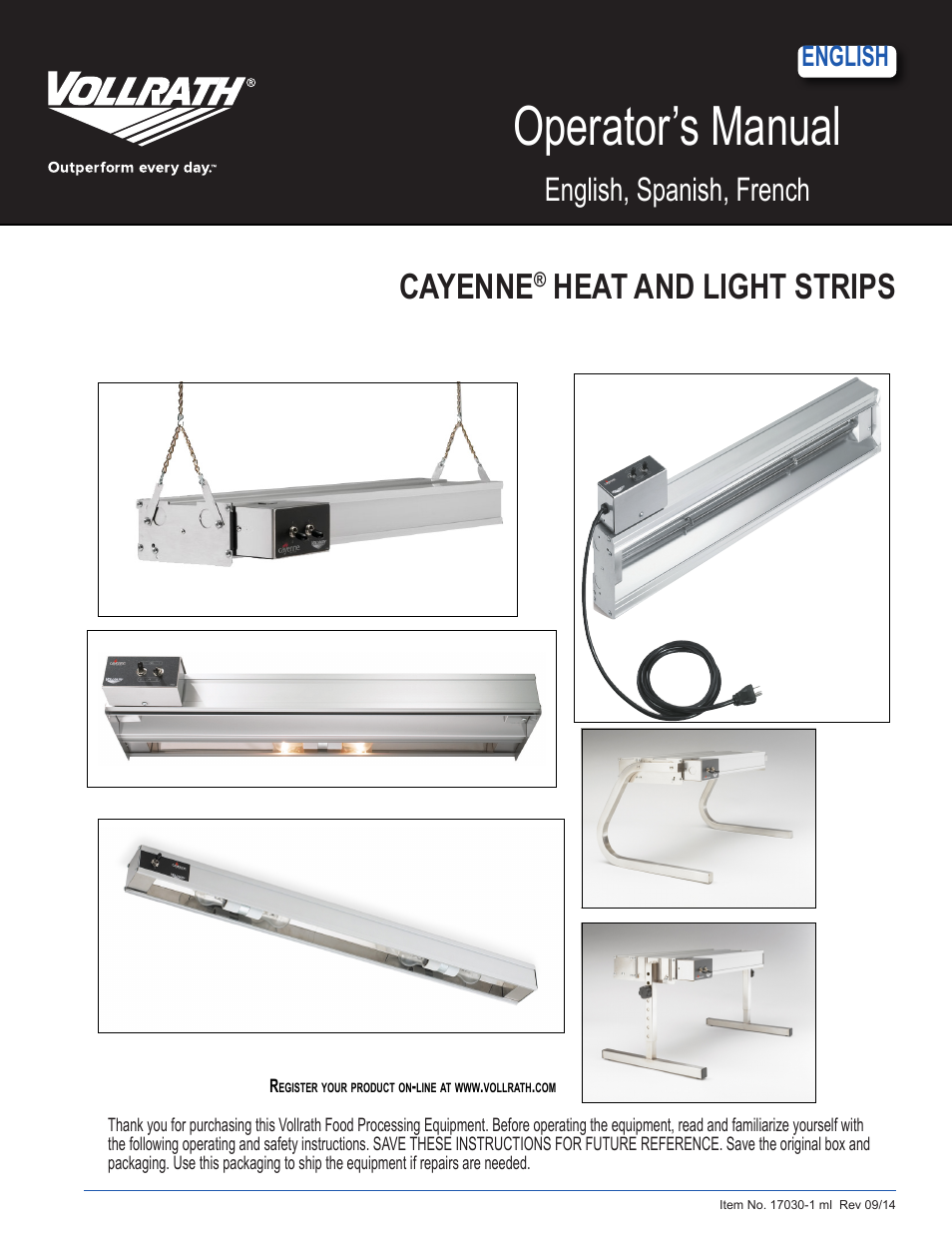 Vollrath Cayenne Heat Strips, Hard Wired User Manual | 36 pages