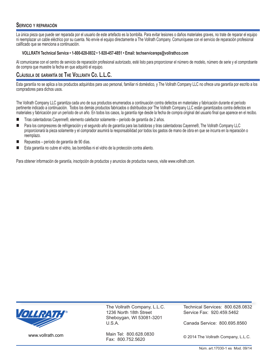 L.l.c | Vollrath Cayenne Heat Strips, Hard Wired User Manual | Page 24 / 36