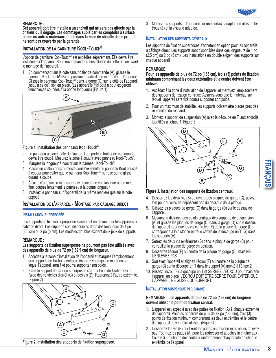 Français | Vollrath Cayenne Heat Strips, Hard Wired User Manual | Page 27 / 36