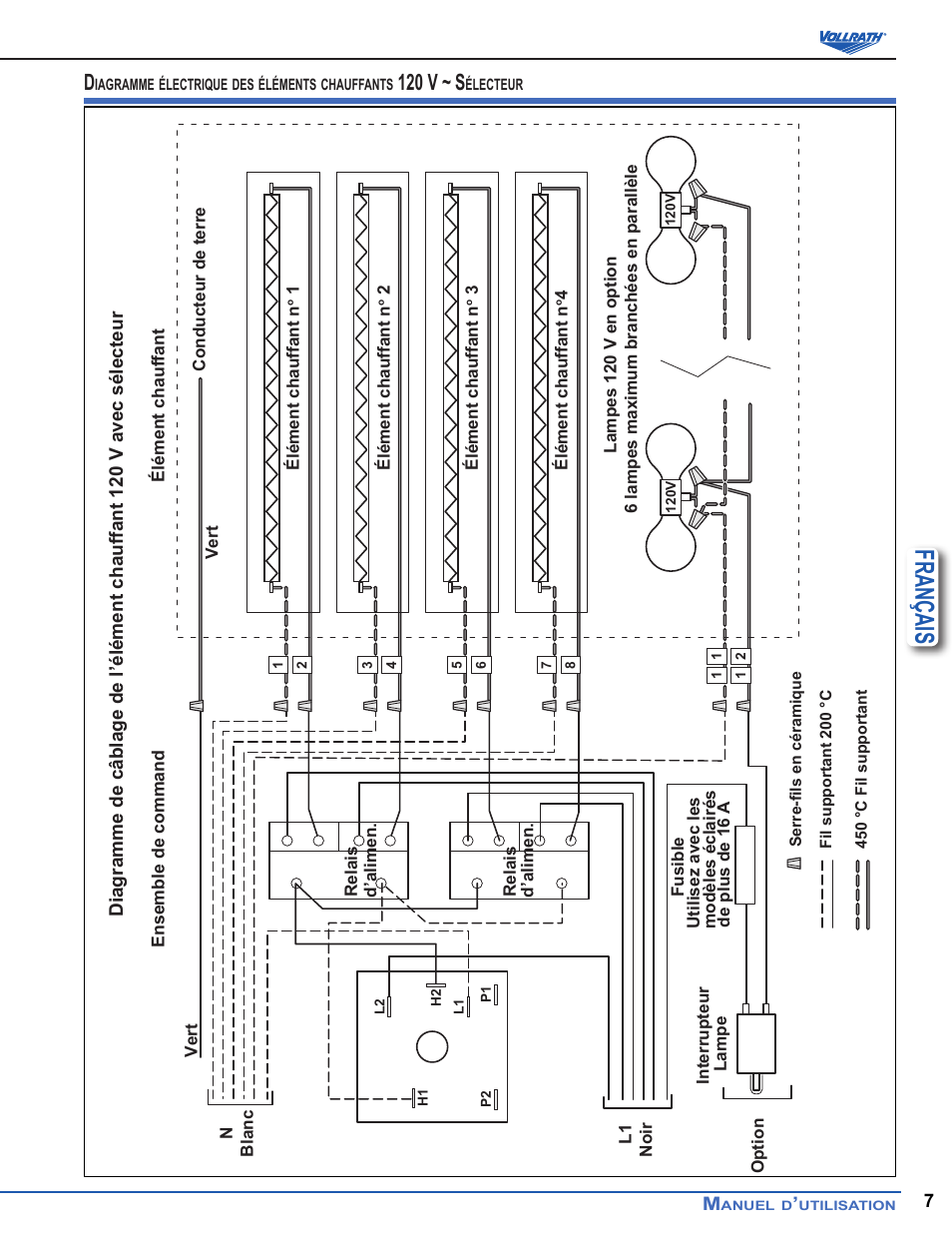 Français, 120 v ~ s | Vollrath Cayenne Heat Strips, Hard Wired User Manual | Page 31 / 36