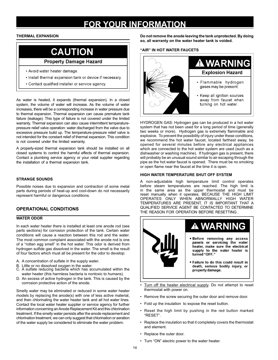 For your information | A.O. Smith 185762-000 User Manual | Page 14 / 28