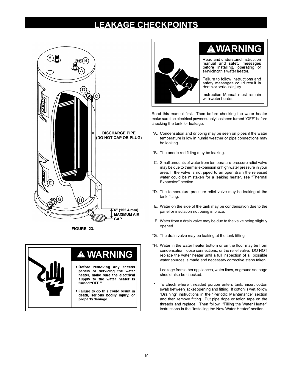 Leakage checkpoints | A.O. Smith 185762-000 User Manual | Page 19 / 28