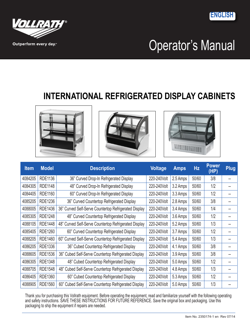 Vollrath Refrigerated Curved Countertop Self-Serve Display Cases User Manual | 6 pages