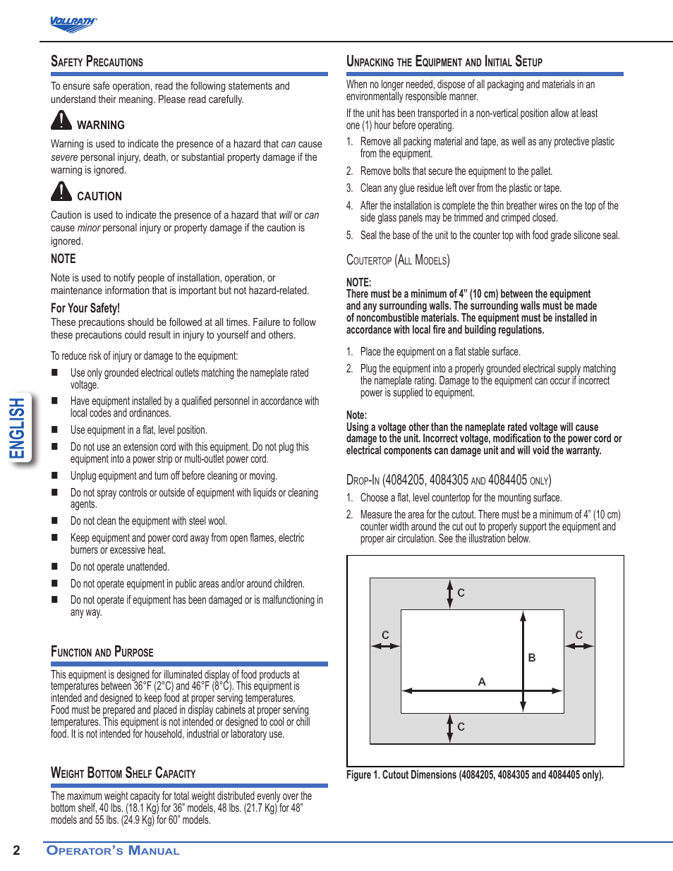 English | Vollrath Refrigerated Curved Countertop Self-Serve Display Cases User Manual | Page 2 / 6