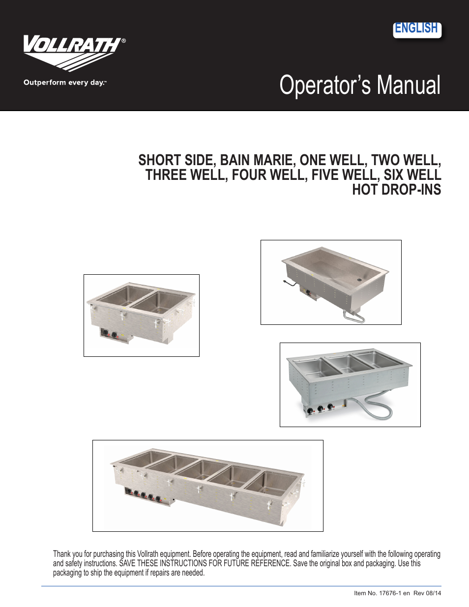 Vollrath Short Side Drop-Ins User Manual | 6 pages