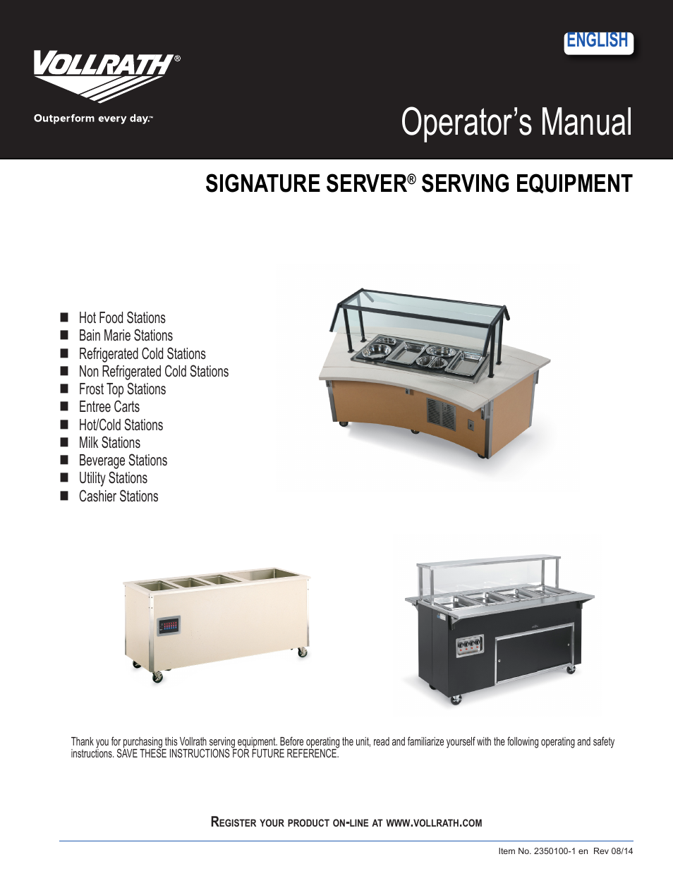 Vollrath Signature Server Milk Station User Manual | 6 pages