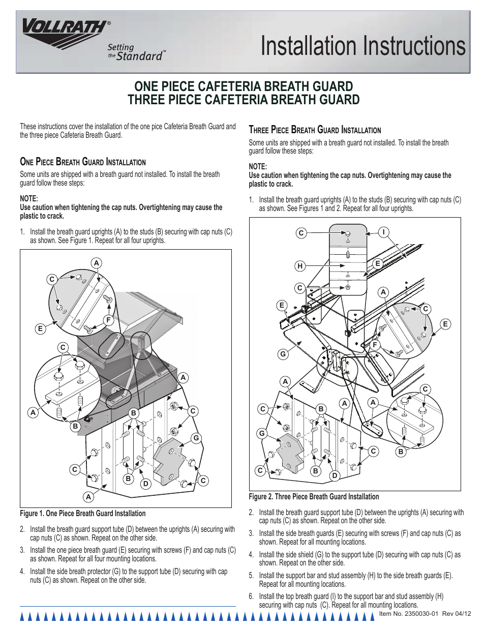 Vollrath Affordable Portable Hot Food Station Installation Instructions User Manual | 2 pages