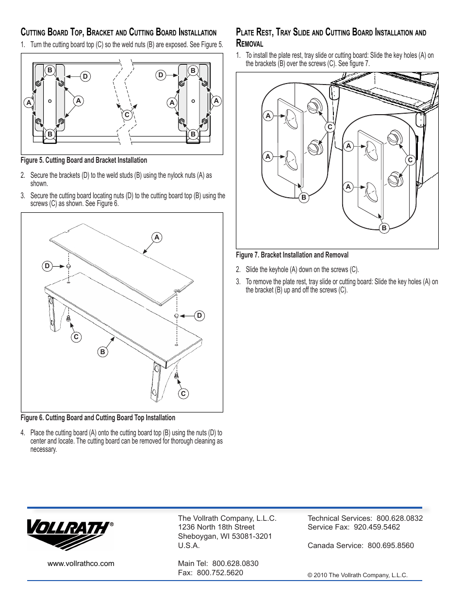 Vollrath Tray Slides and Cutting Boards for Affordable Portable User Manual | Page 2 / 2
