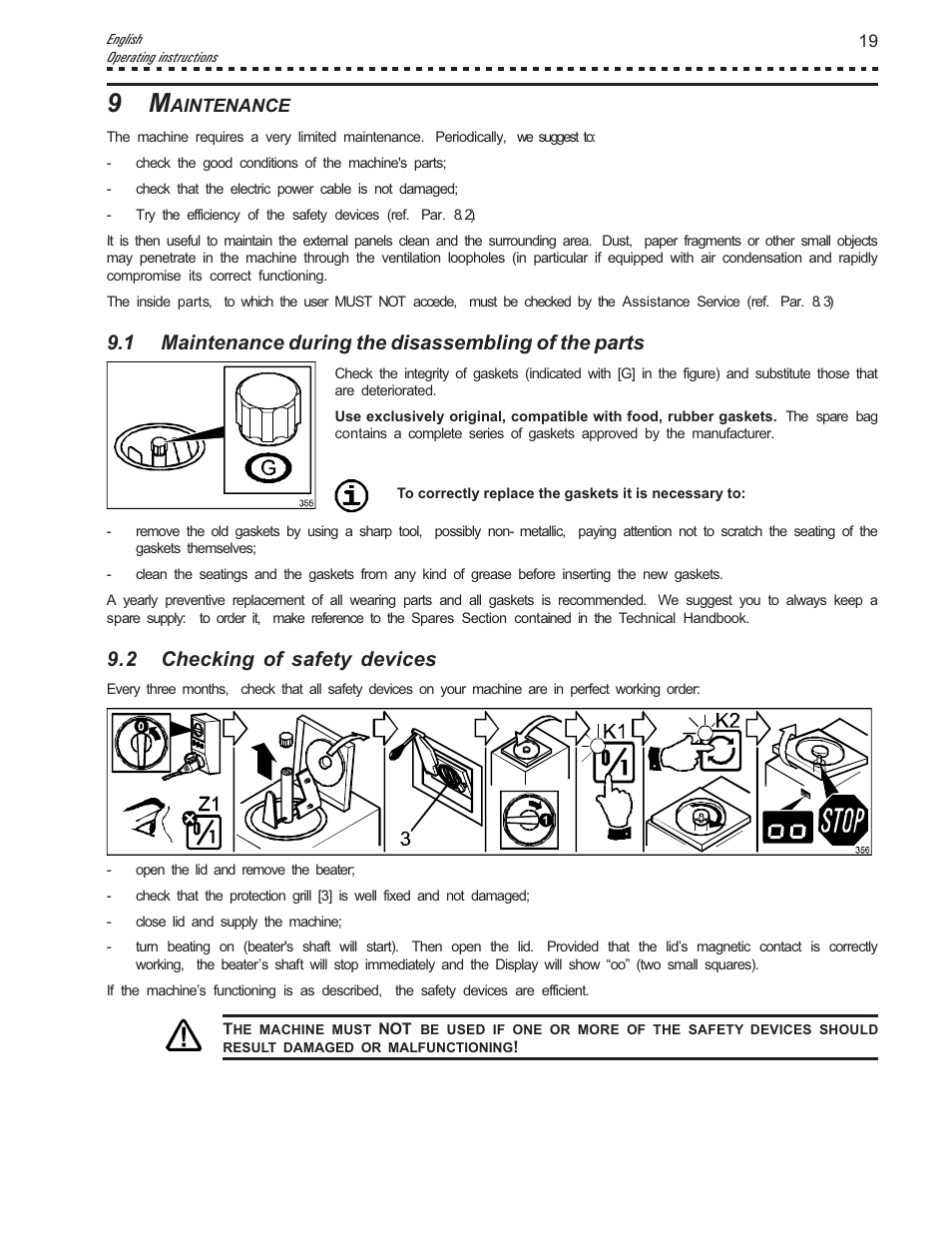 2 checking of safety devices | Vollrath VB25 User Manual | Page 19 / 24