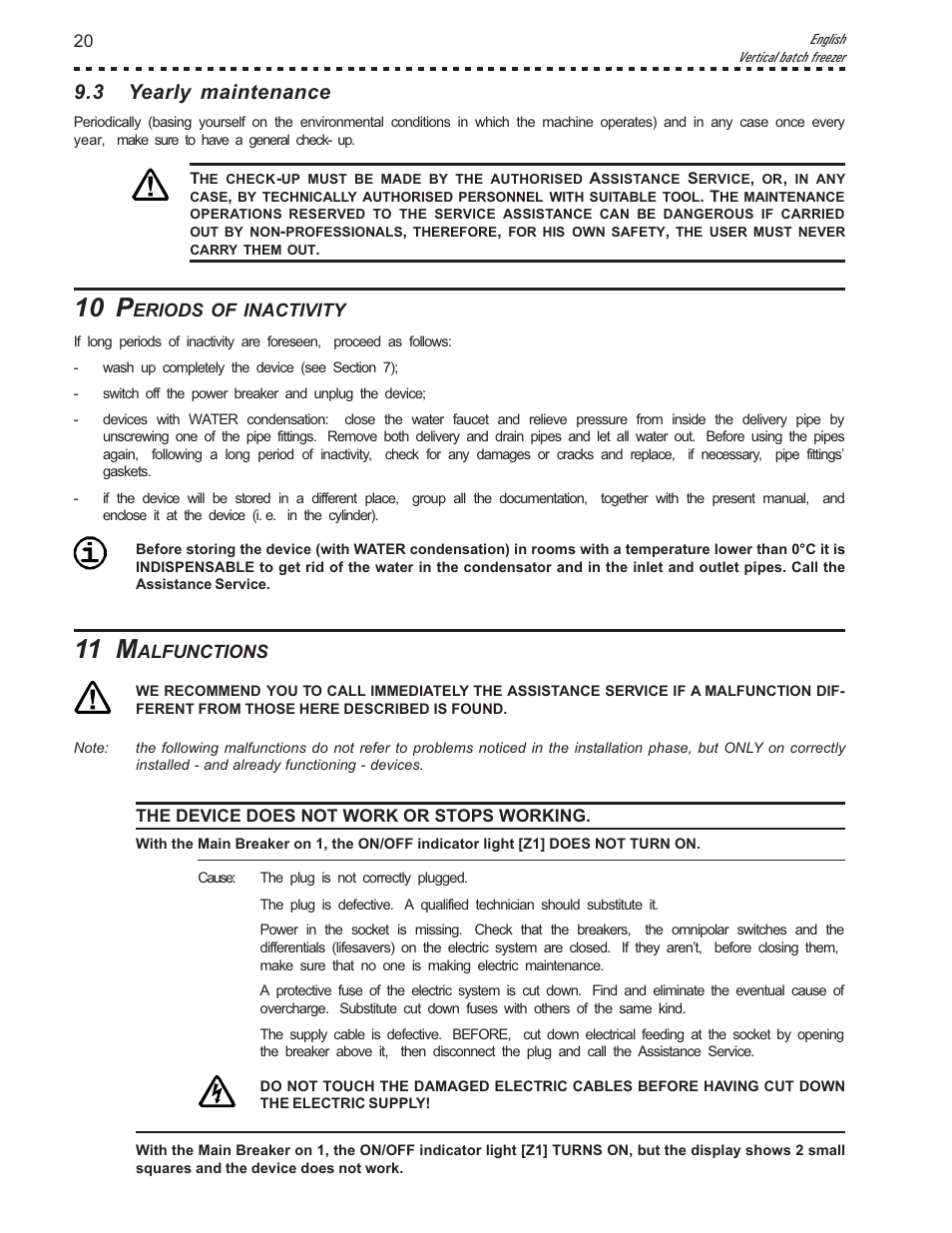 10 p, 11 m, 3 yearly maintenance | Vollrath VB25 User Manual | Page 20 / 24