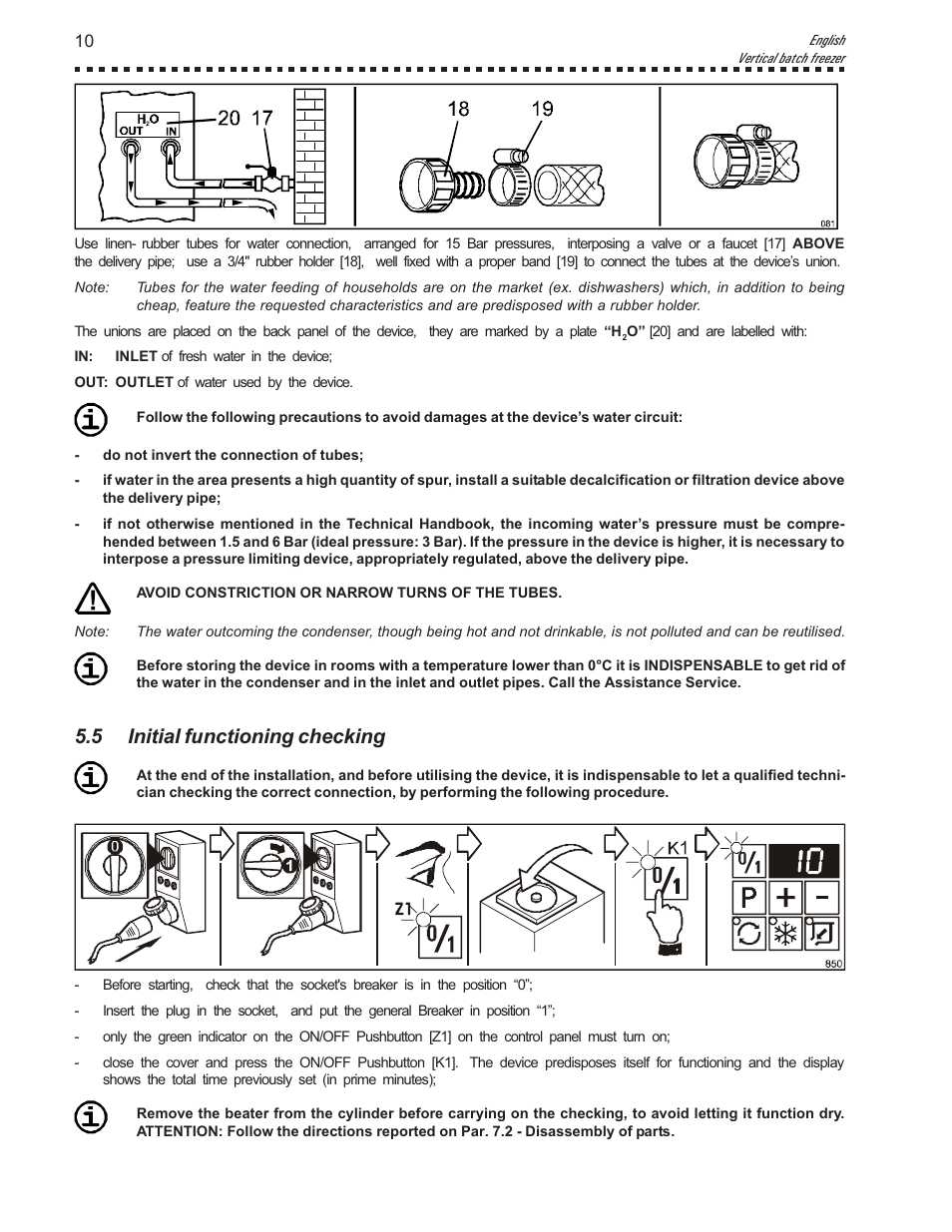 5 initial functioning checking | Vollrath VB9 User Manual | Page 10 / 24