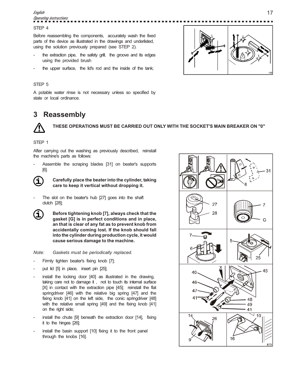3 reassembly | Vollrath VB9 User Manual | Page 17 / 24
