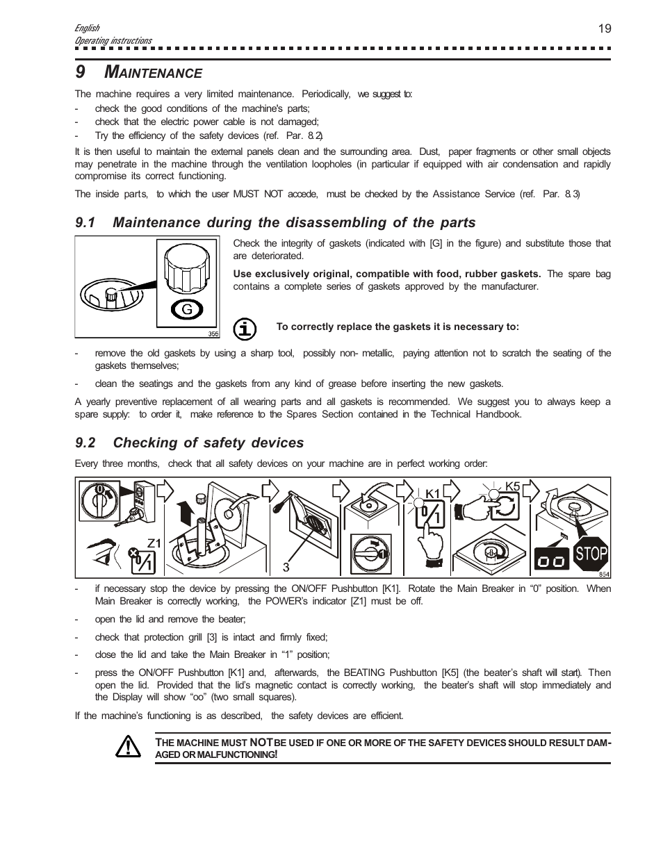 2 checking of safety devices | Vollrath VB9 User Manual | Page 19 / 24