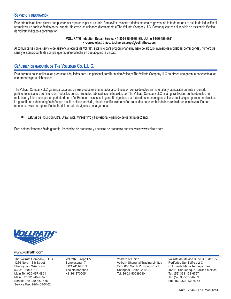 L.l.c | Vollrath Professional Series 1900 Watt Countertop Induction Ranges User Manual | Page 12 / 18