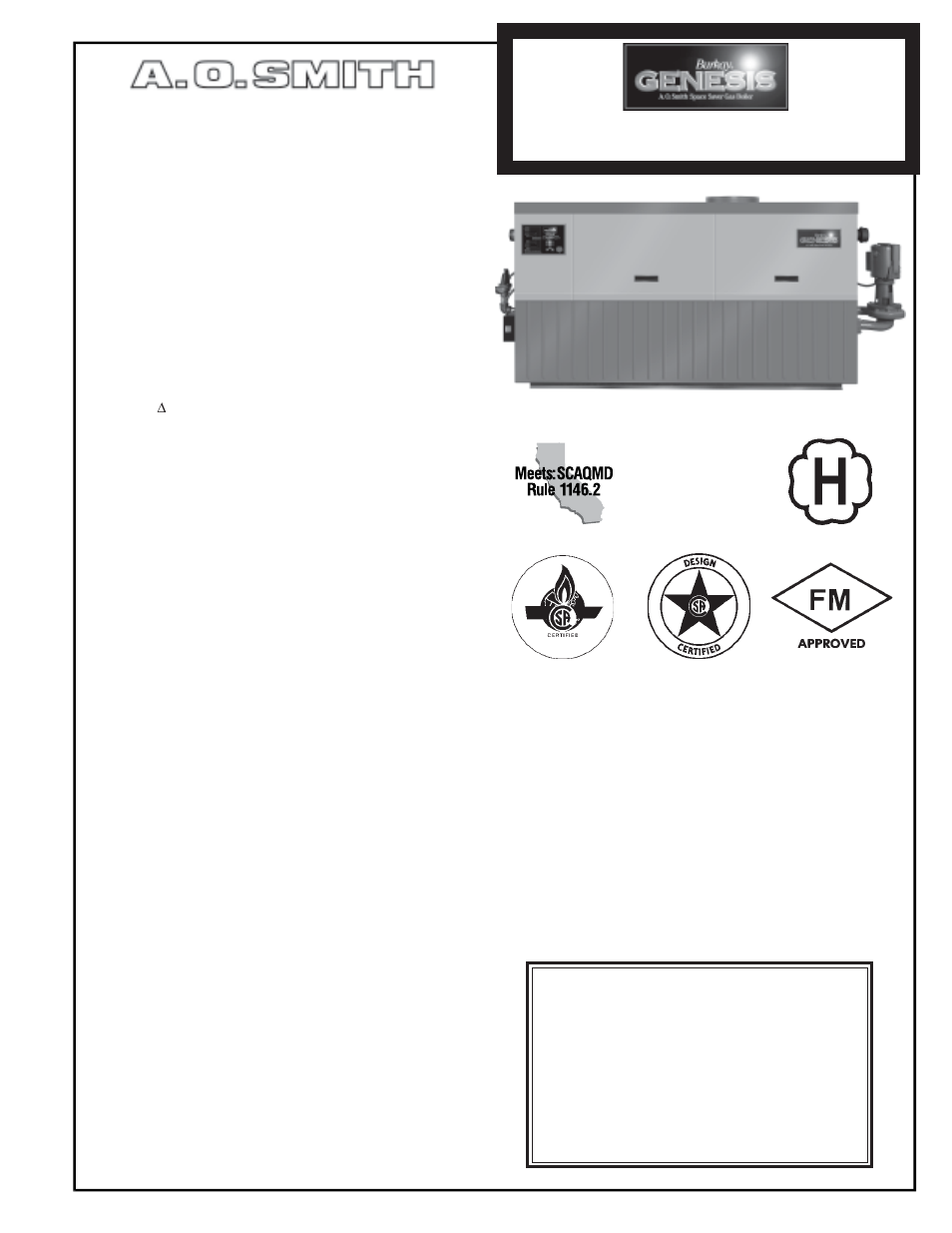 A.O. Smith GW/GWO-1000 User Manual | 4 pages