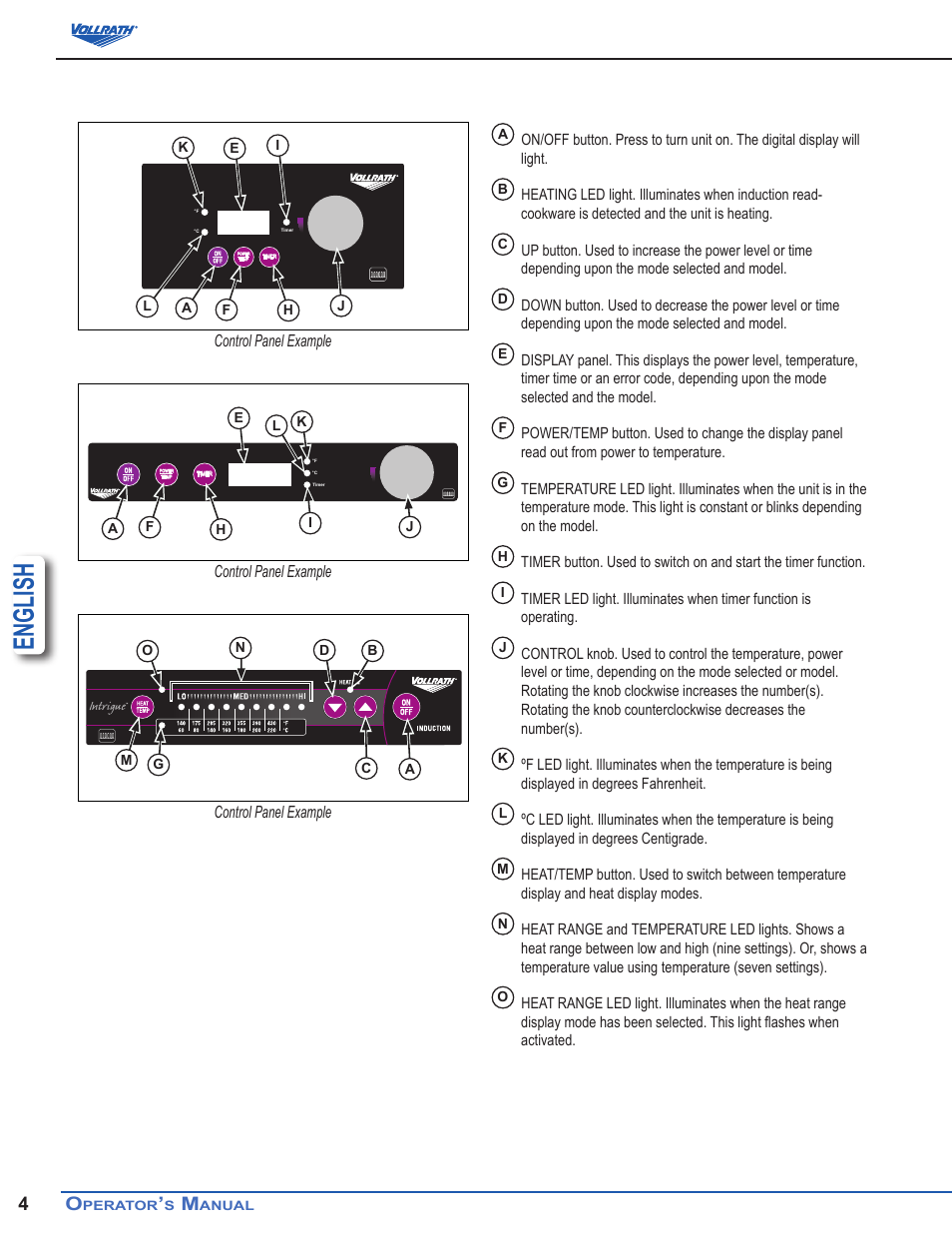 English | Vollrath Mirage Standard 450 Watt Drop-In Induction Warmer Ranges User Manual | Page 4 / 18