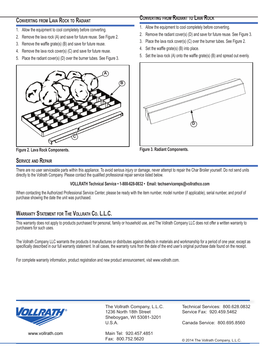 L.l.c | Vollrath Cayenne Medium Duty Charbroilers User Manual | Page 5 / 5