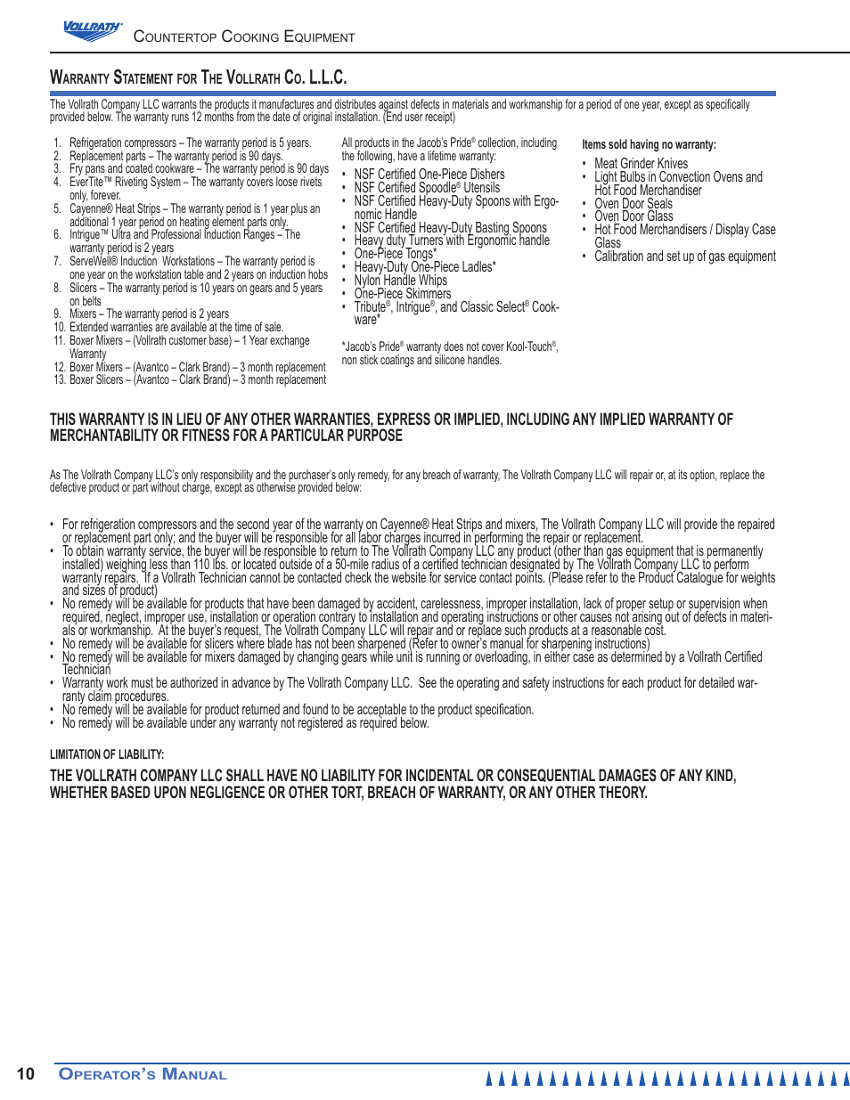 L.l.c | Vollrath Cayenne Sandwich Presses User Manual | Page 10 / 12