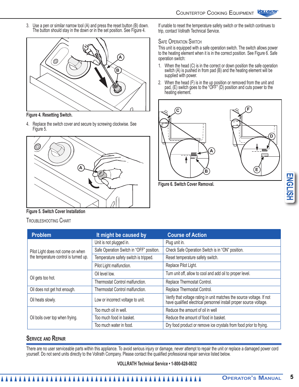 English | Vollrath Cayenne 15 Lb Medium Duty Electric Fryers Operator Manual User Manual | Page 5 / 12