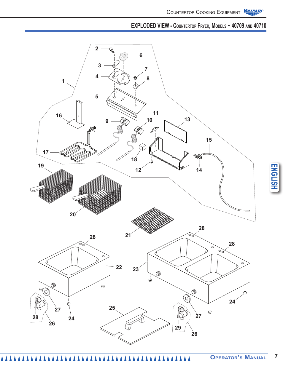 English, Exploded view - c | Vollrath Cayenne 15 Lb Medium Duty Electric Fryers Operator Manual User Manual | Page 7 / 12