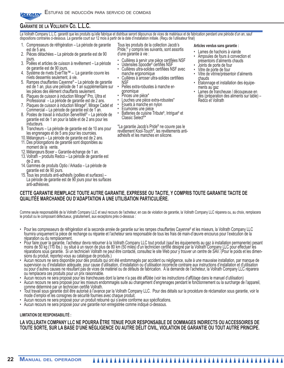 L.l.c | Vollrath Mirage Cadet G1 1800 Watt Countertop Induction Ranges User Manual | Page 22 / 24