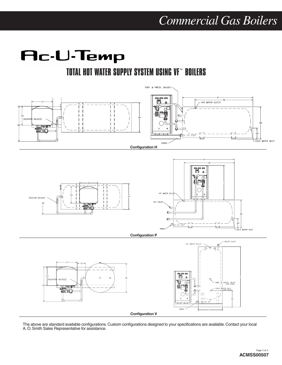 Commercial gas boilers, Total hot water supply system using vf, Boilers | A.O. Smith VWT-500 User Manual | Page 3 / 4