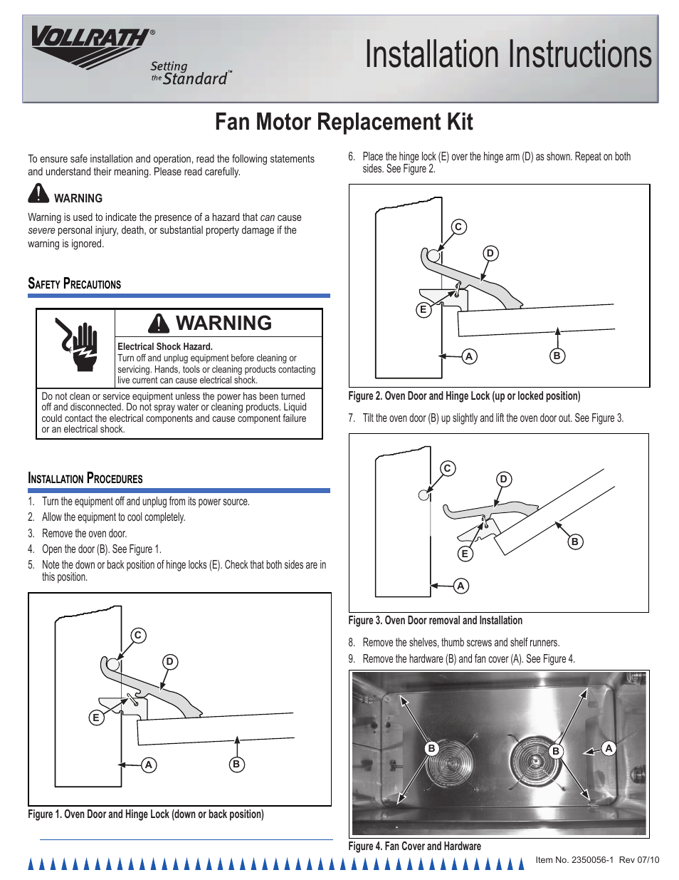 Vollrath Cayenne Convection Ovens Installation Instructions User Manual | 2 pages