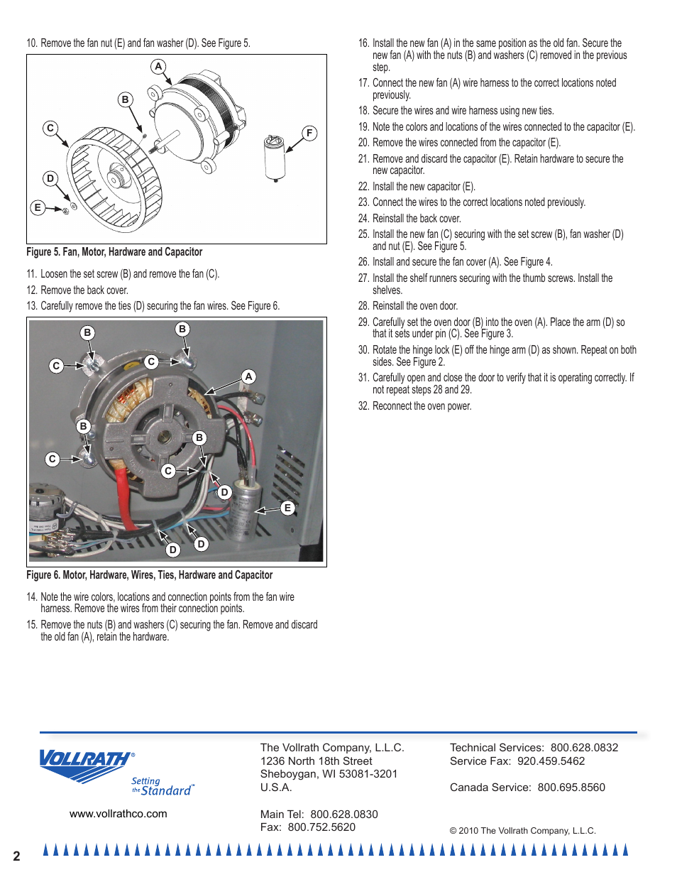 Vollrath Cayenne Convection Ovens Installation Instructions User Manual | Page 2 / 2