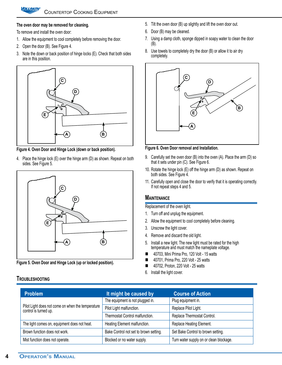 Vollrath Cayenne Convection Ovens Operator Manual User Manual | Page 4 / 16