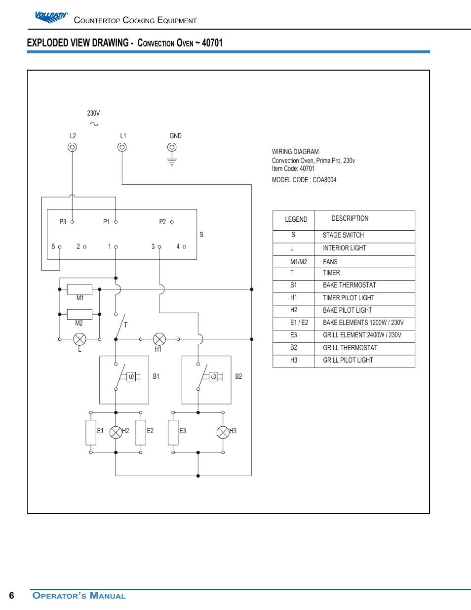 Exploded view drawing - c | Vollrath Cayenne Convection Ovens Operator Manual User Manual | Page 6 / 16