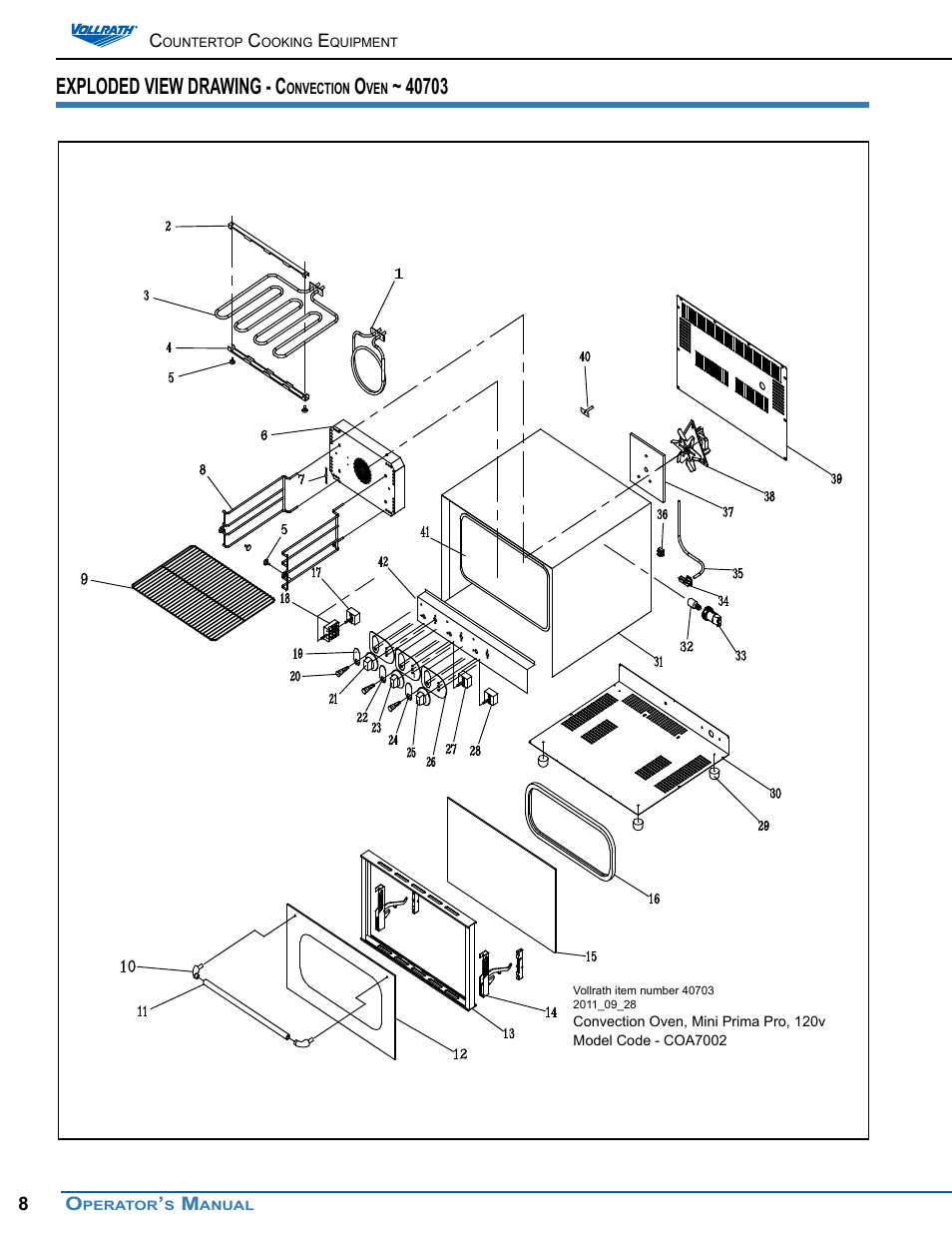 Exploded view drawing - c | Vollrath Cayenne Convection Ovens Operator Manual User Manual | Page 8 / 16