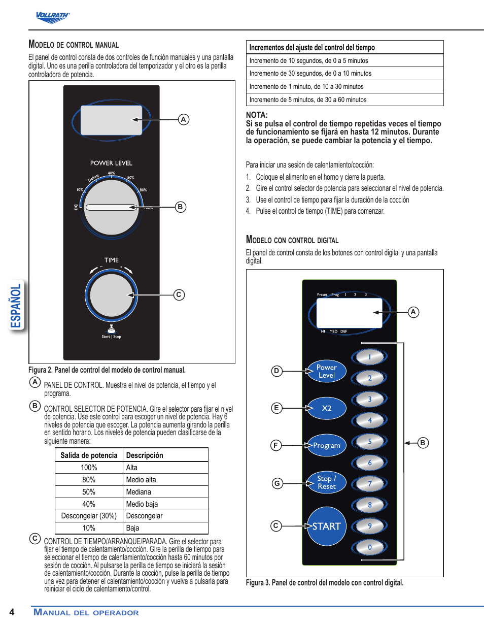 Esp añol | Vollrath Microwave Oven - Digital User Manual | Page 11 / 21