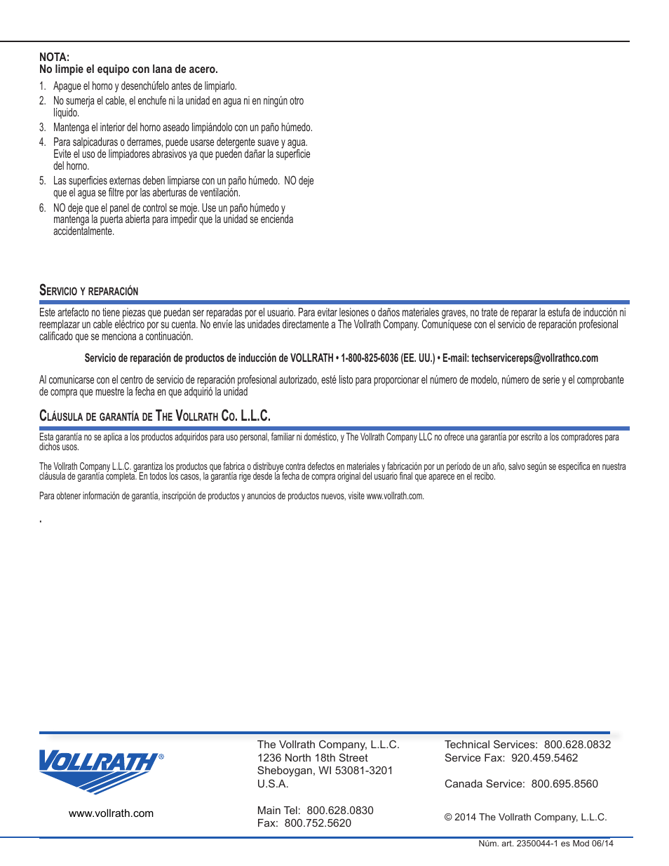 L.l.c | Vollrath Microwave Oven - Digital User Manual | Page 14 / 21