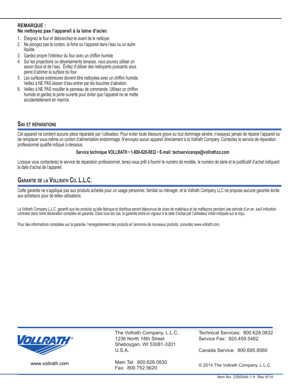 L.l.c | Vollrath Microwave Oven - Digital User Manual | Page 21 / 21